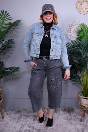 Denim Diva Button Up Long Sleeve Denim Jacket - O5852DN