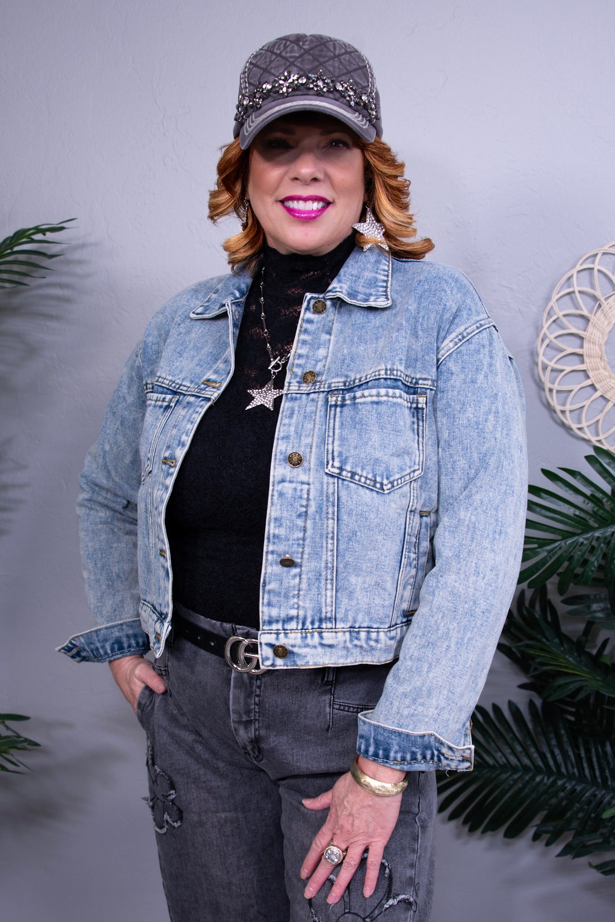 Denim Diva Button Up Long Sleeve Denim Jacket - O5852DN