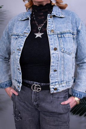 Denim Diva Button Up Long Sleeve Denim Jacket