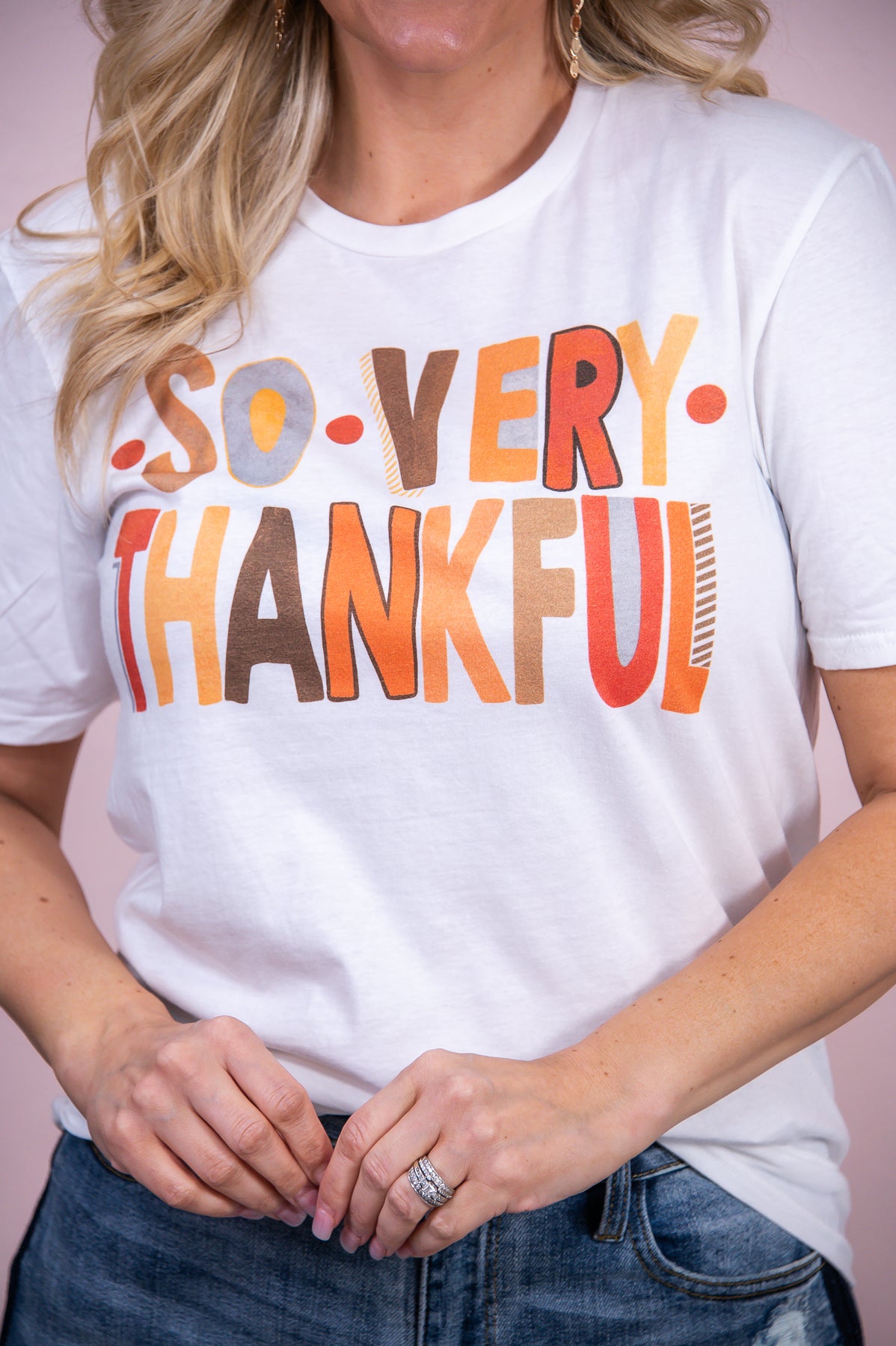 So Very Thankful White Graphic Tee - A3008WH