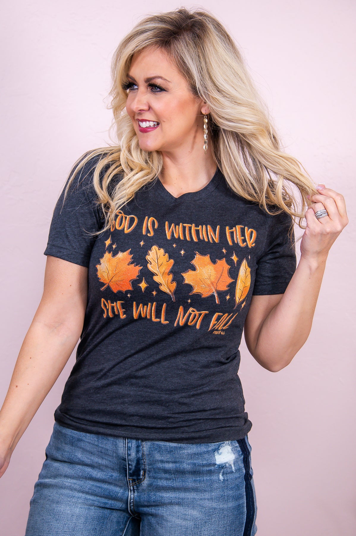 God Is Within Her Dark Heather Gray Graphic Tee - A3014DHG