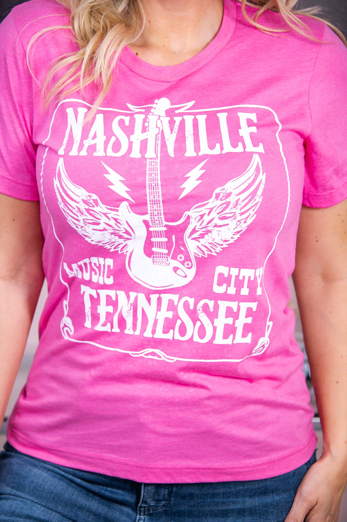 Nashville Heather Charity Pink Graphic Tee - A2827HCP