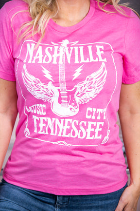 Nashville Heather Charity Pink Graphic Tee - A2827HCP