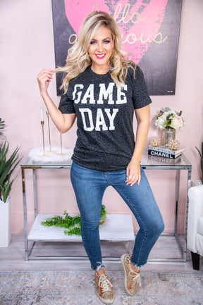 Game Day Black Printed Graphic Tee - A2828BK