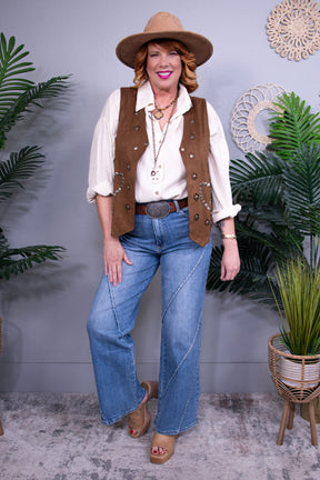 Suede this Way Brown Rivet Detail Vest