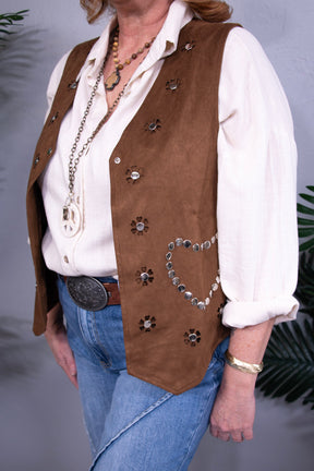 Suede this Way Brown Rivet Detail Vest