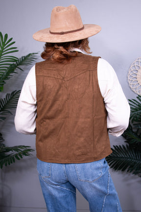 Suede this Way Brown Rivet Detail Vest