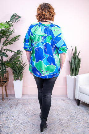 Beautiful And Intelligent Blue/Multi Color Printed Top - T8822BL