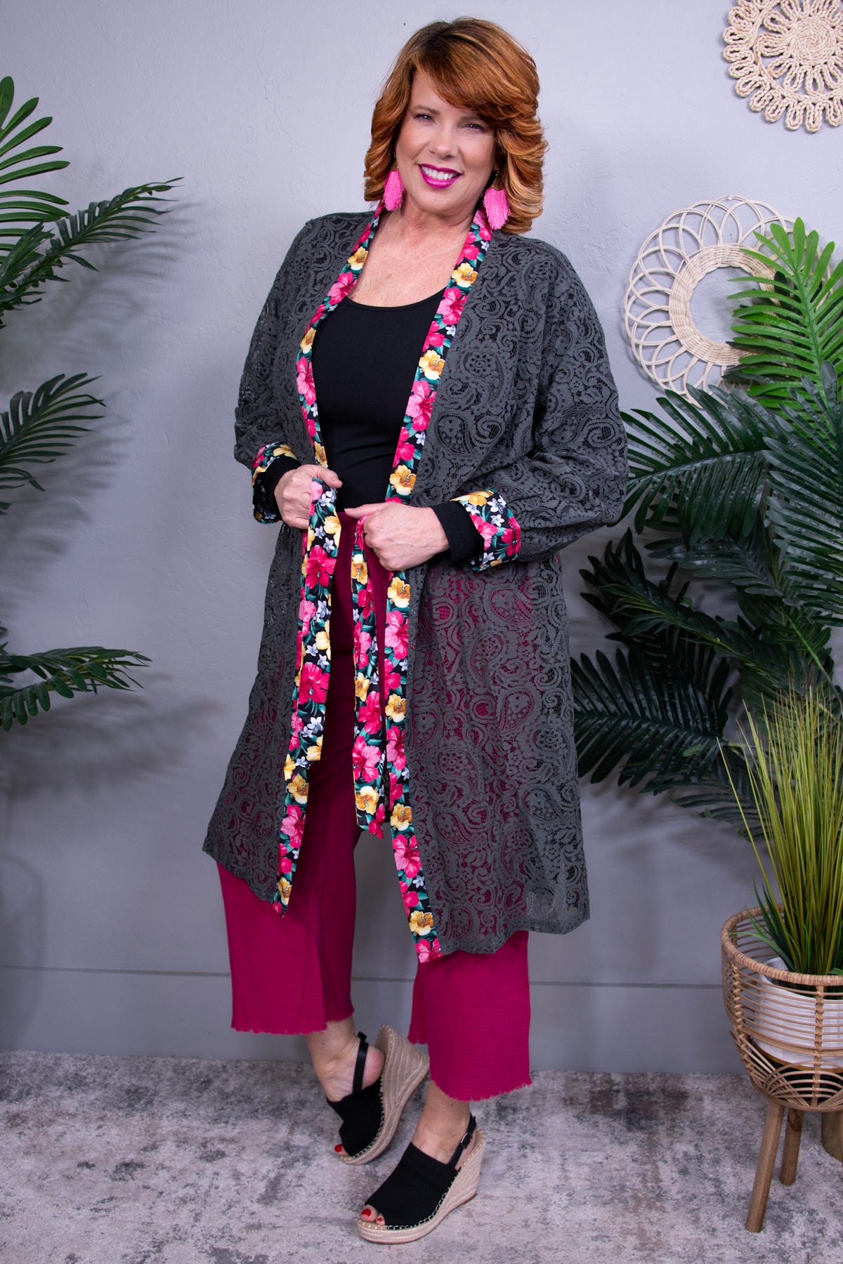 Wrapped In Lace Black Floral Cardigan- O5824BK