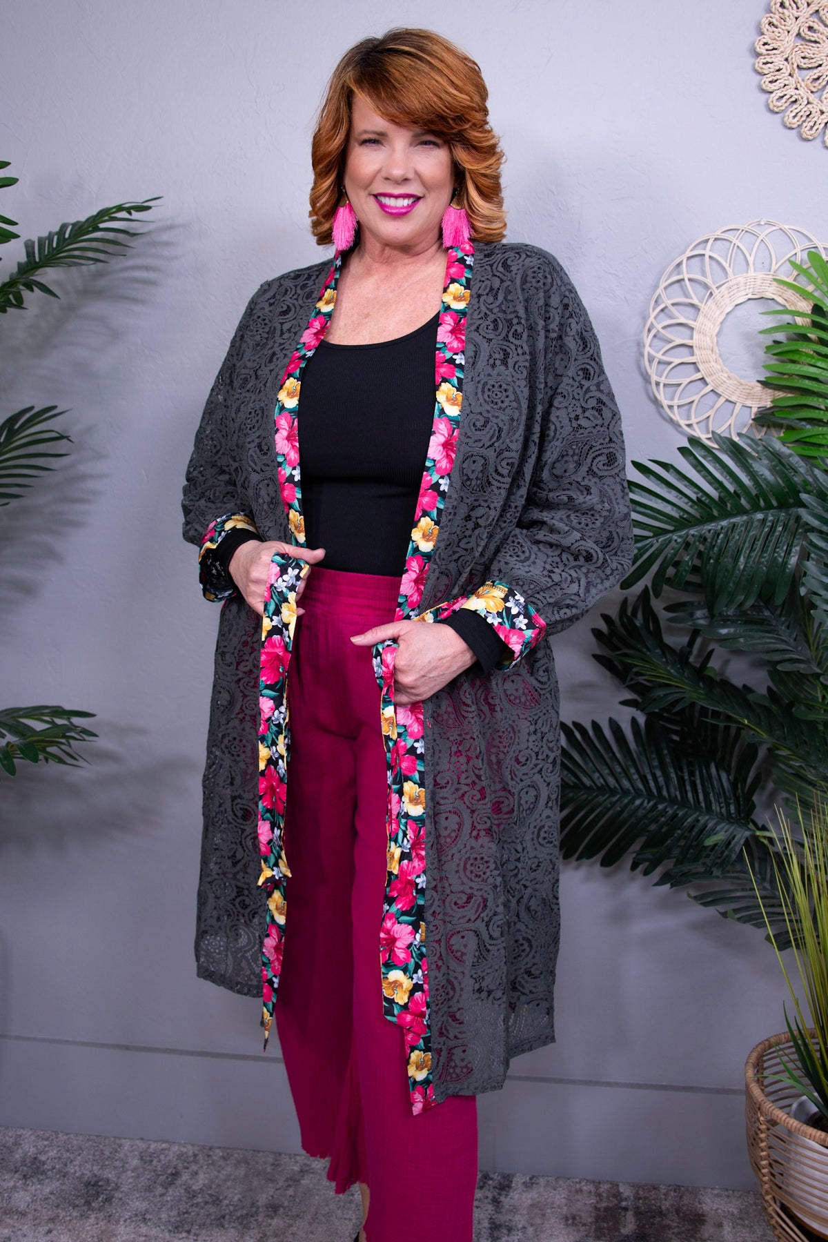 Wrapped In Lace Black Floral Cardigan- O5824BK