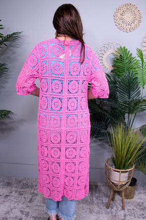 Pink It Up Crochet Cardigan