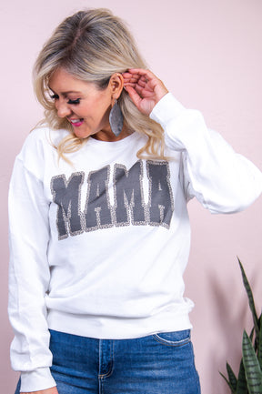 Mama White Graphic Sweatshirt - A3153WH