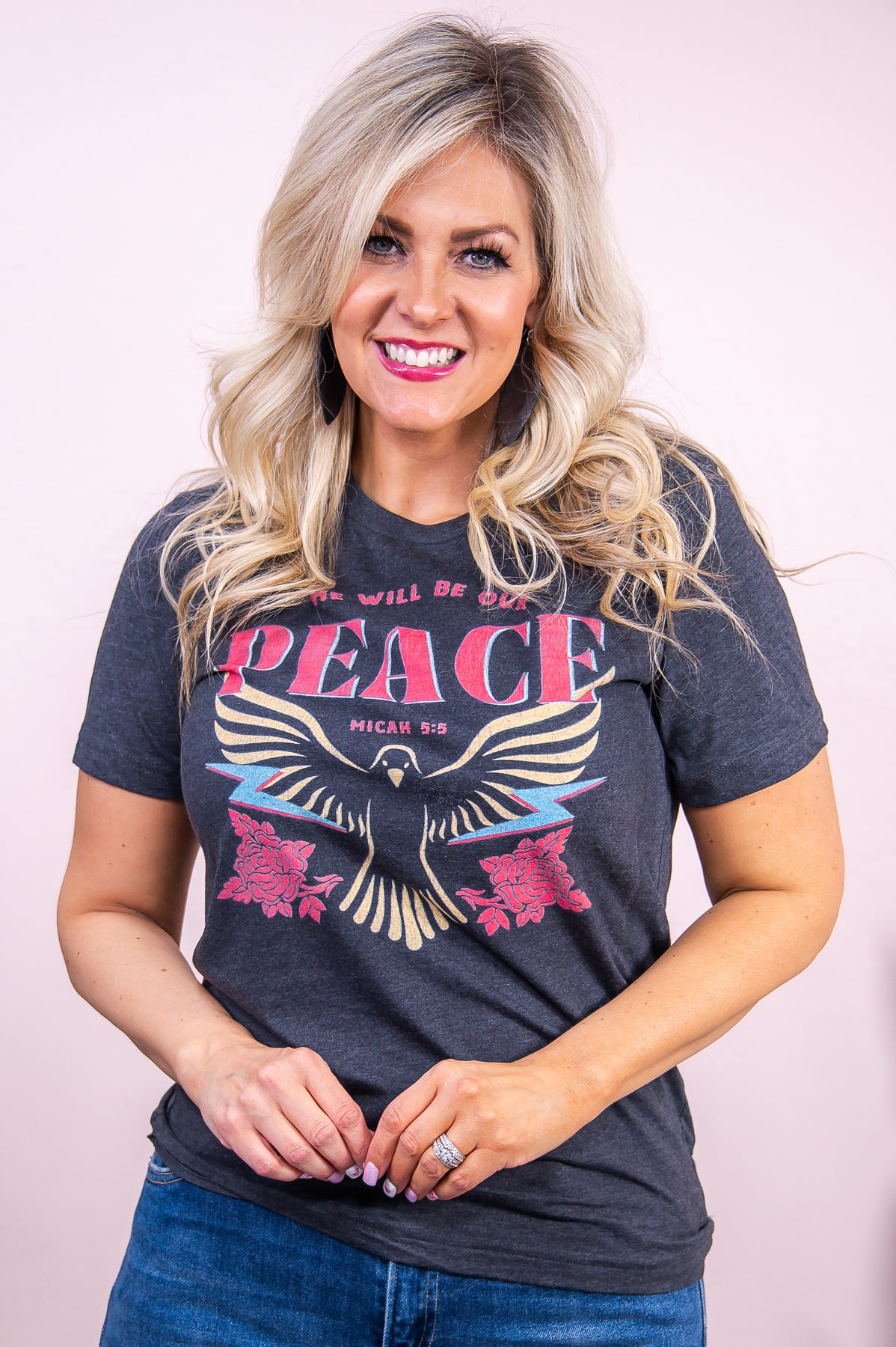 He Will Be Our Peace Dark Heather Gray Graphic Tee - A3156DHG
