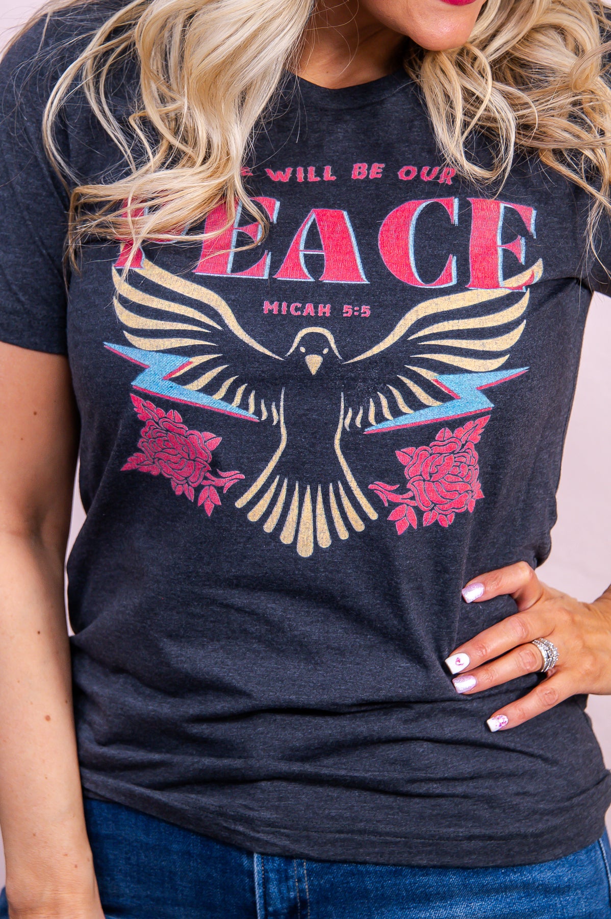 He Will Be Our Peace Dark Heather Gray Graphic Tee - A3156DHG