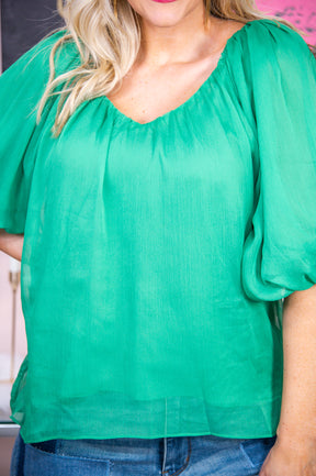 Captivating Cuteness Kelly Green Solid Top - T7446KGN