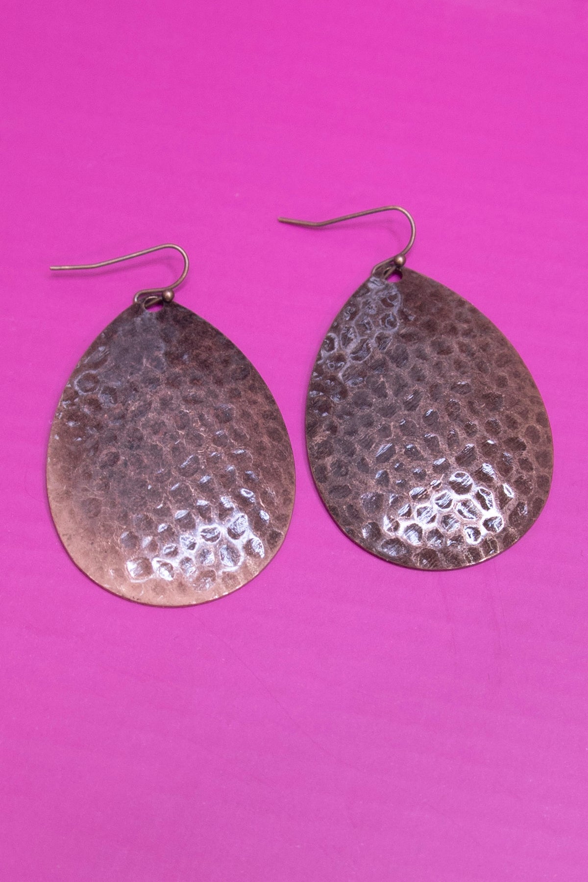 Copper Hammered Teardrop Earrings - EAR4489CP