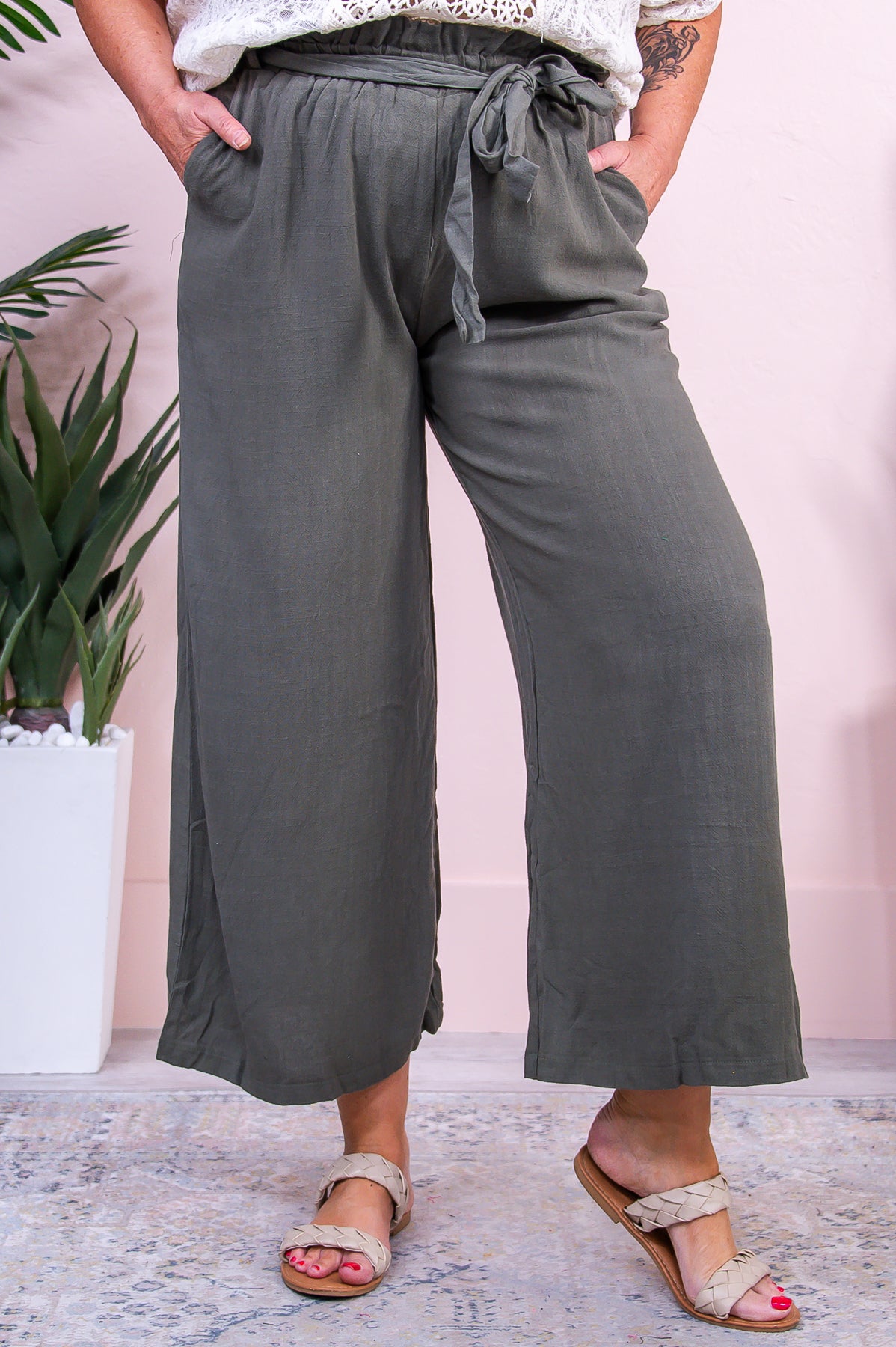 Angelic Aura Olive Solid Pants - PNT1628OL