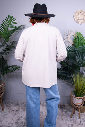 I'm Really That Gal Open Front Blazer in Pearl - O5793PR