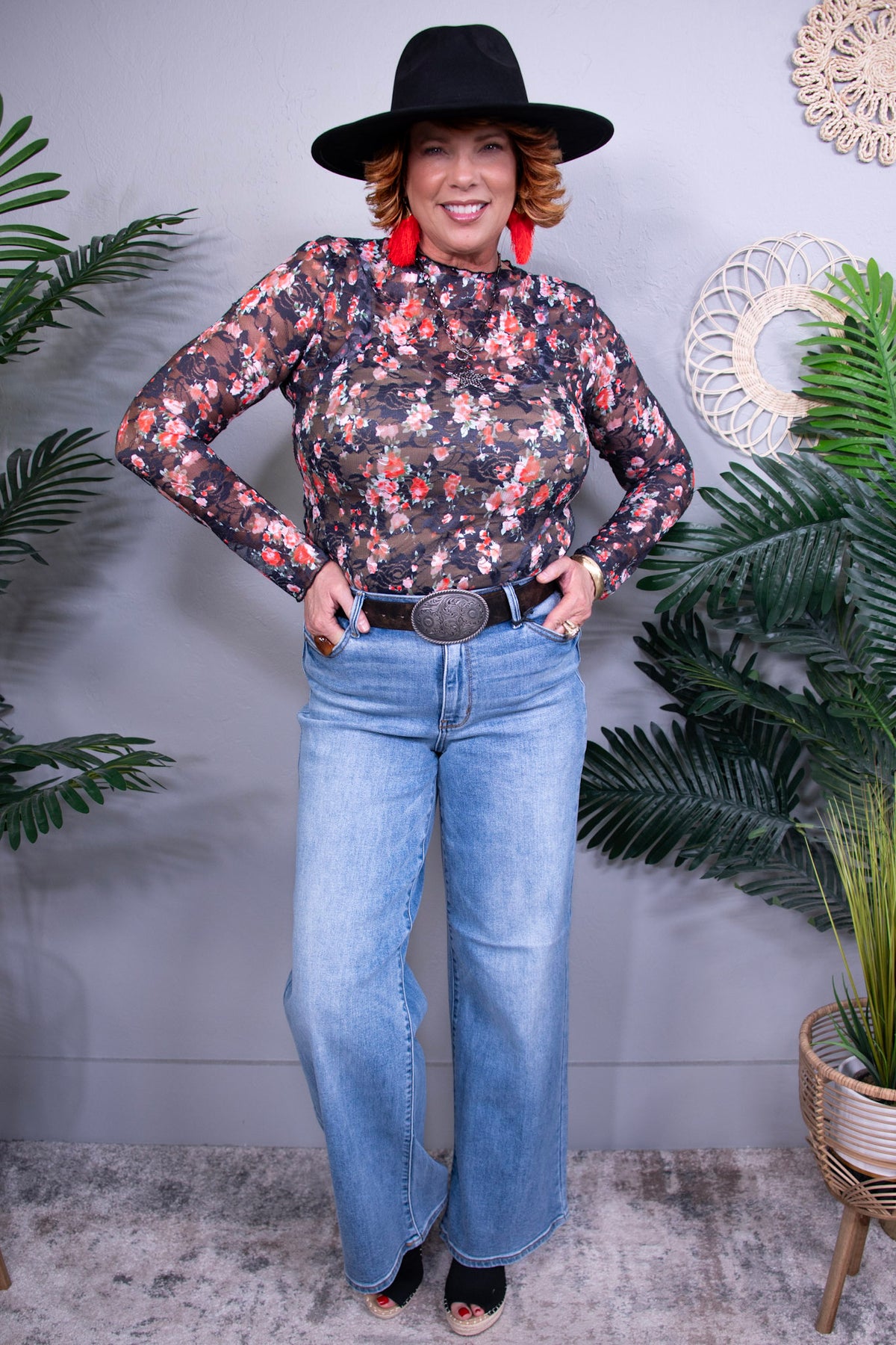 Karis High Rise Vintage Wash Retro Wide Leg