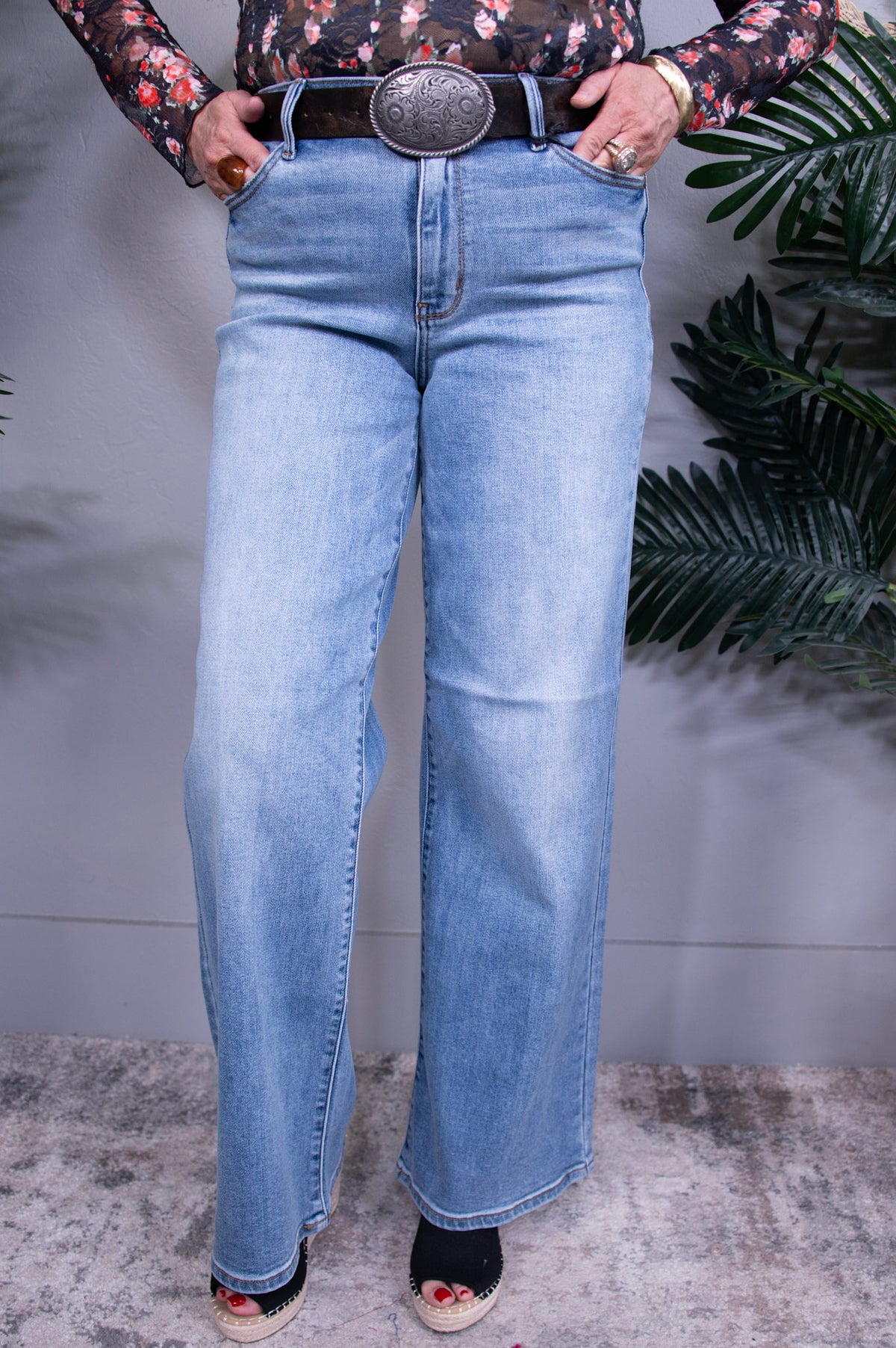 Karis High Rise Vintage Wash Retro Wide Leg - K1320DN