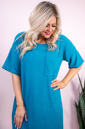Upgrade Your Style Teal Solid Dress - D5104TE