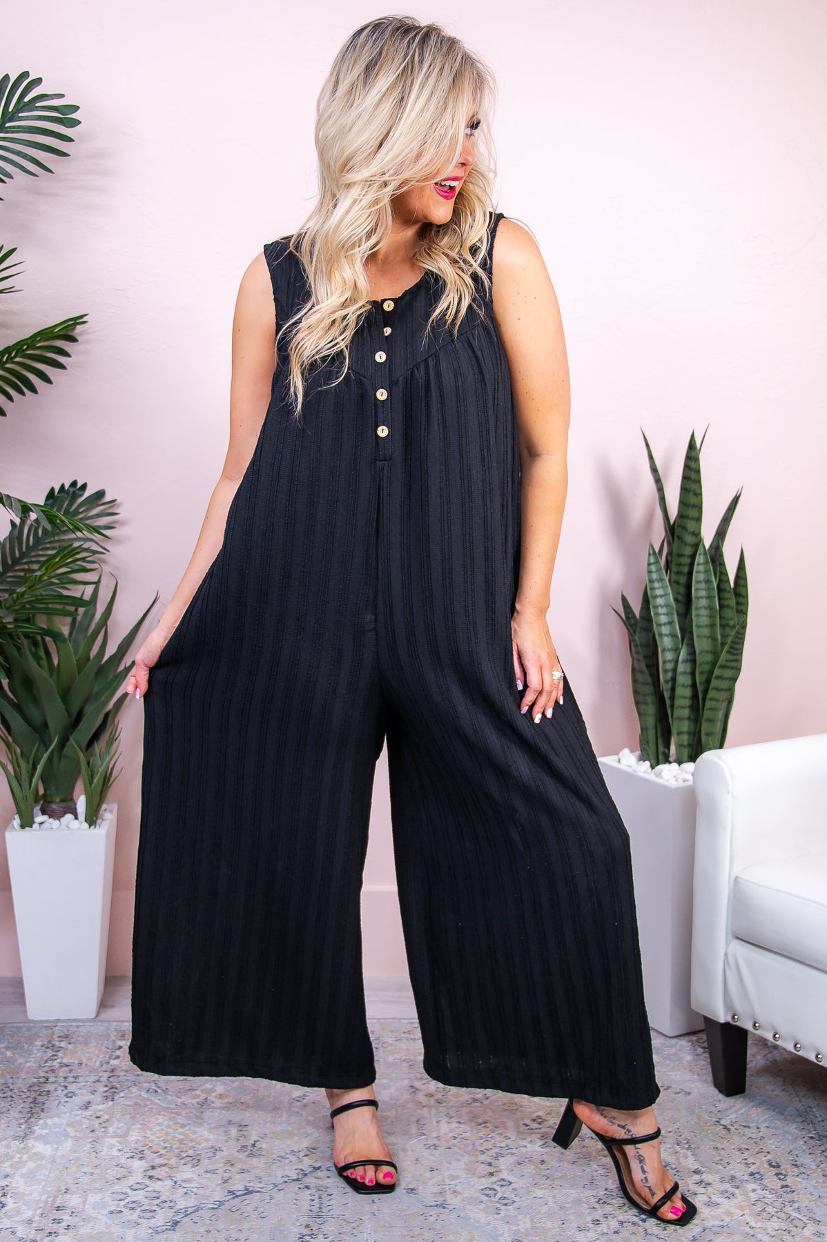 Storms Are Brewing Black Solid Romper - RMP740BK