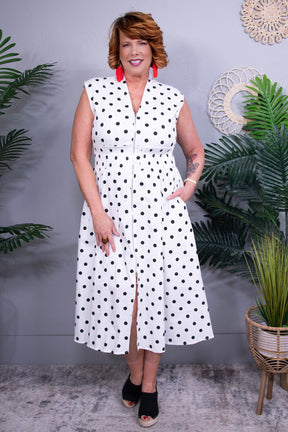 Connect The Dots Off White Midi Dress - D5619WH