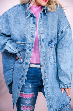 Looking Better Than Ever Denim Blue Solid Jacket - O5300DN