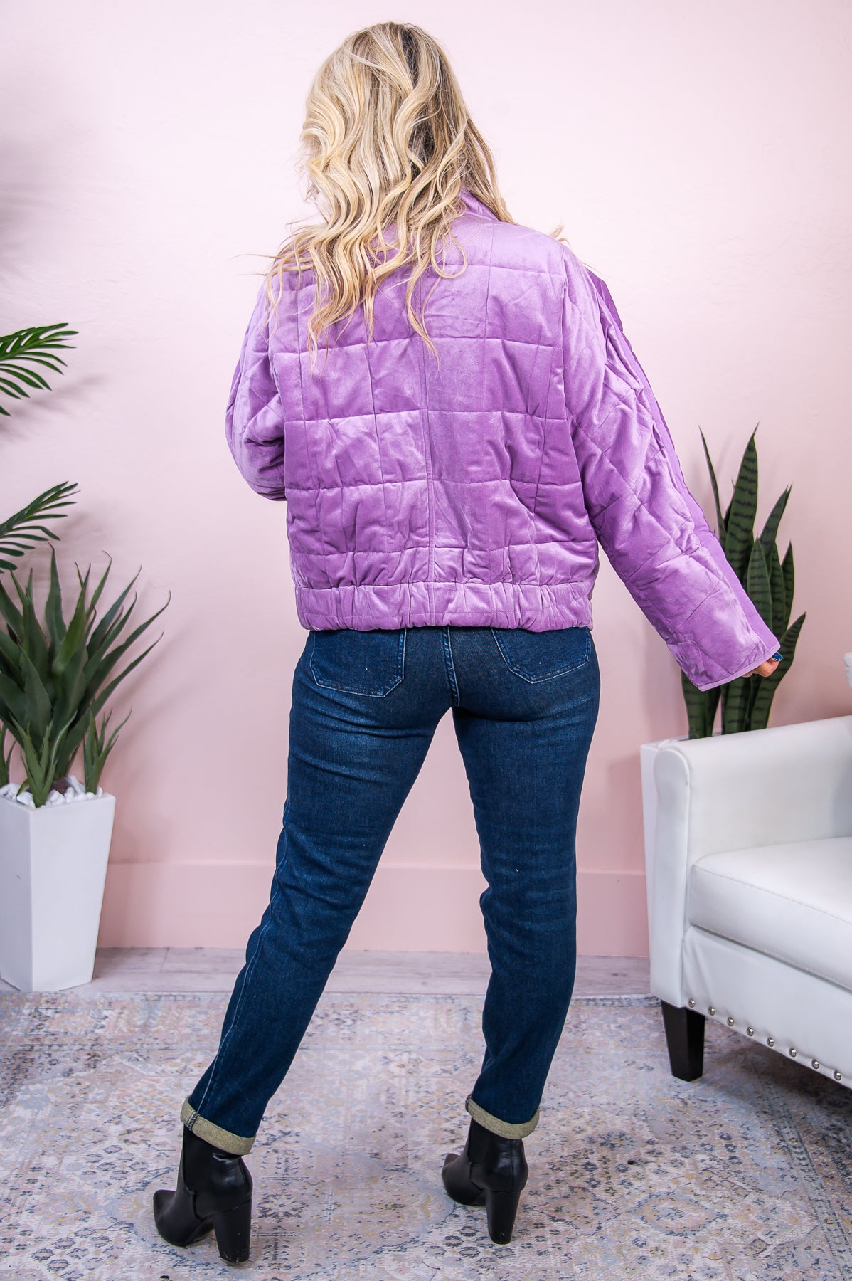 Caught Your Eye Lavender Solid Quilted Jacket - O5039LV