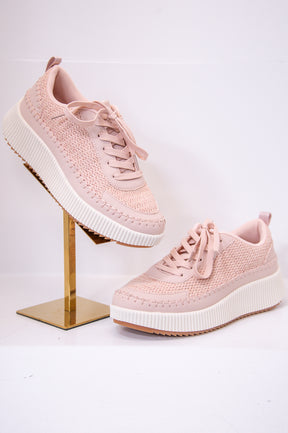 Ray Of Hope Blush Solid Woven Platform Sneakers - SHO2653BS