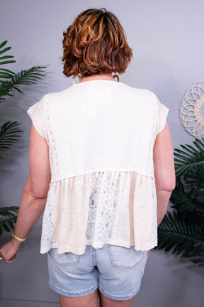 In My Dreams Cream Embroidered Lace Top - T11261CR