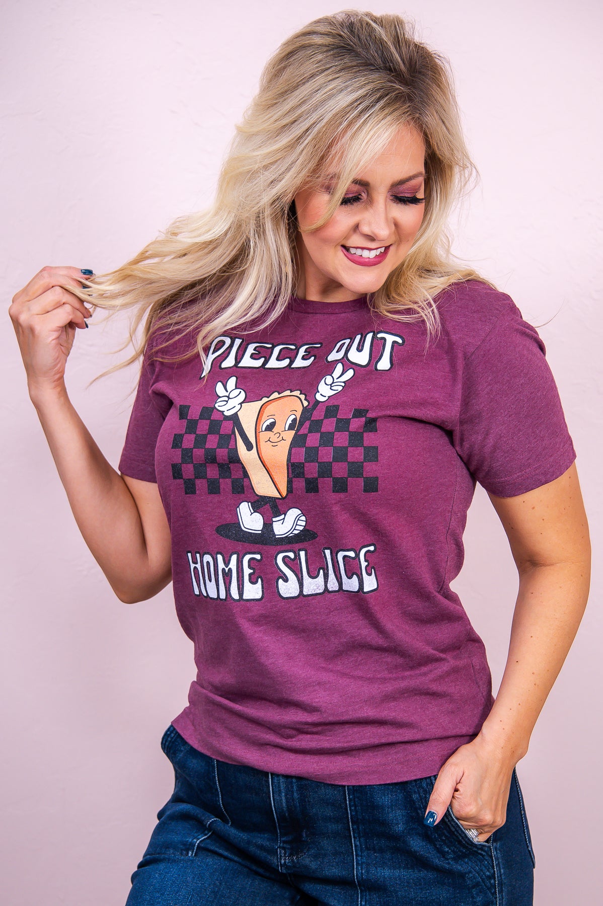 Piece Out Home Slice Vintage Burgundy Graphic Tee - A3015VBU