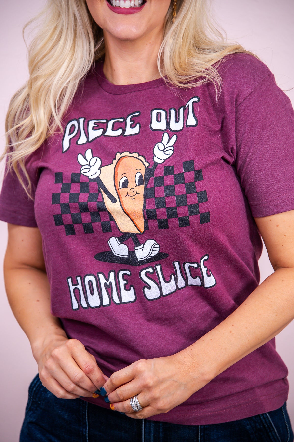 Piece Out Home Slice Vintage Burgundy Graphic Tee - A3015VBU