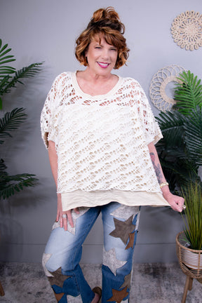 Wish You Well Cream Distressed Top - T10976CR
