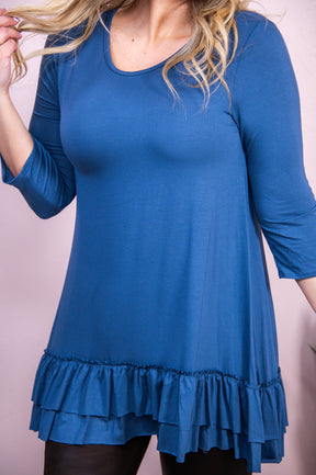 Casually Comfy Dusty Navy Solid Tunic - T8872DNV