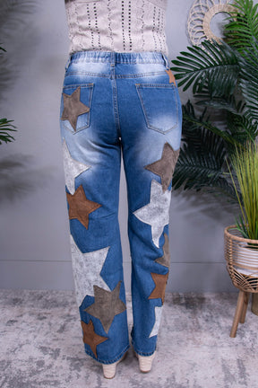 Keeper Of The Stars Suede Patch Jeans - K1304DN