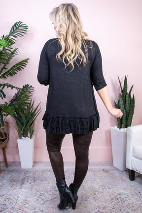 Casually Comfy Black Solid Tunic - T8871BK