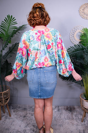 Out Of Bloom Floral Print Smocked Top