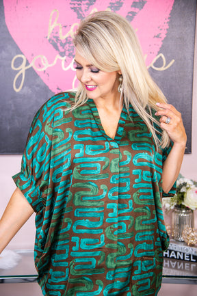 Living Magically Emerald Green/Multi Color Printed Dress - D4916EGN