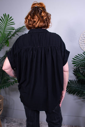 Don't Be Basic Textured Button Down Top