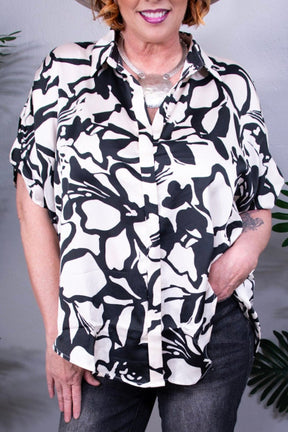 Say The Word Two Tone Print Top
