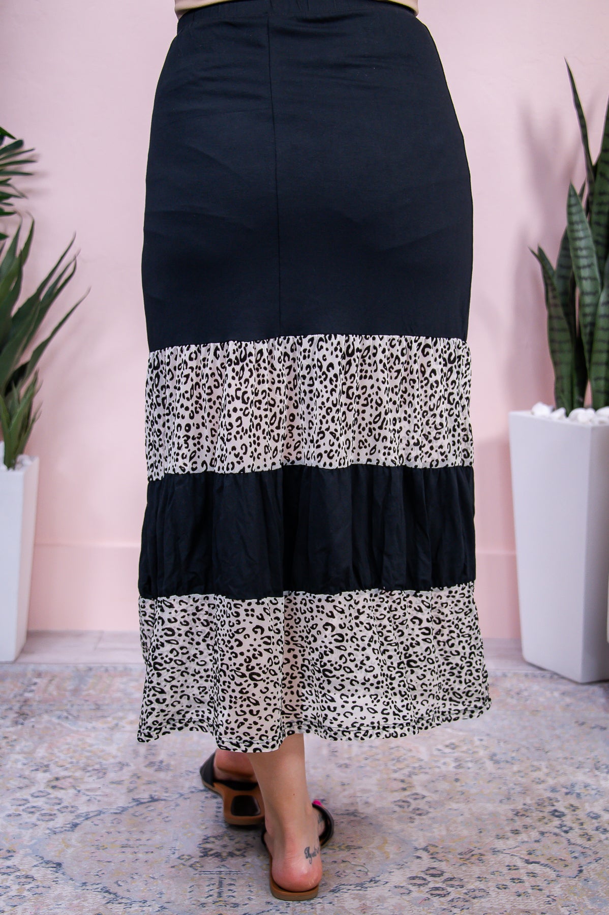 Free Spirit, Wild Heart Black/Cream Printed Skirt - E1134BK