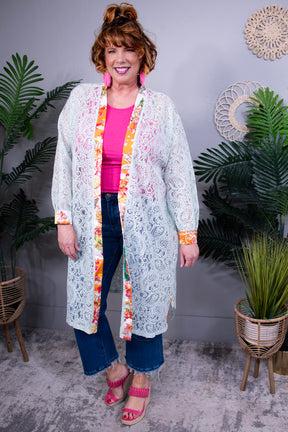 Wrapped In Lace Pale Mint Floral Cardigan