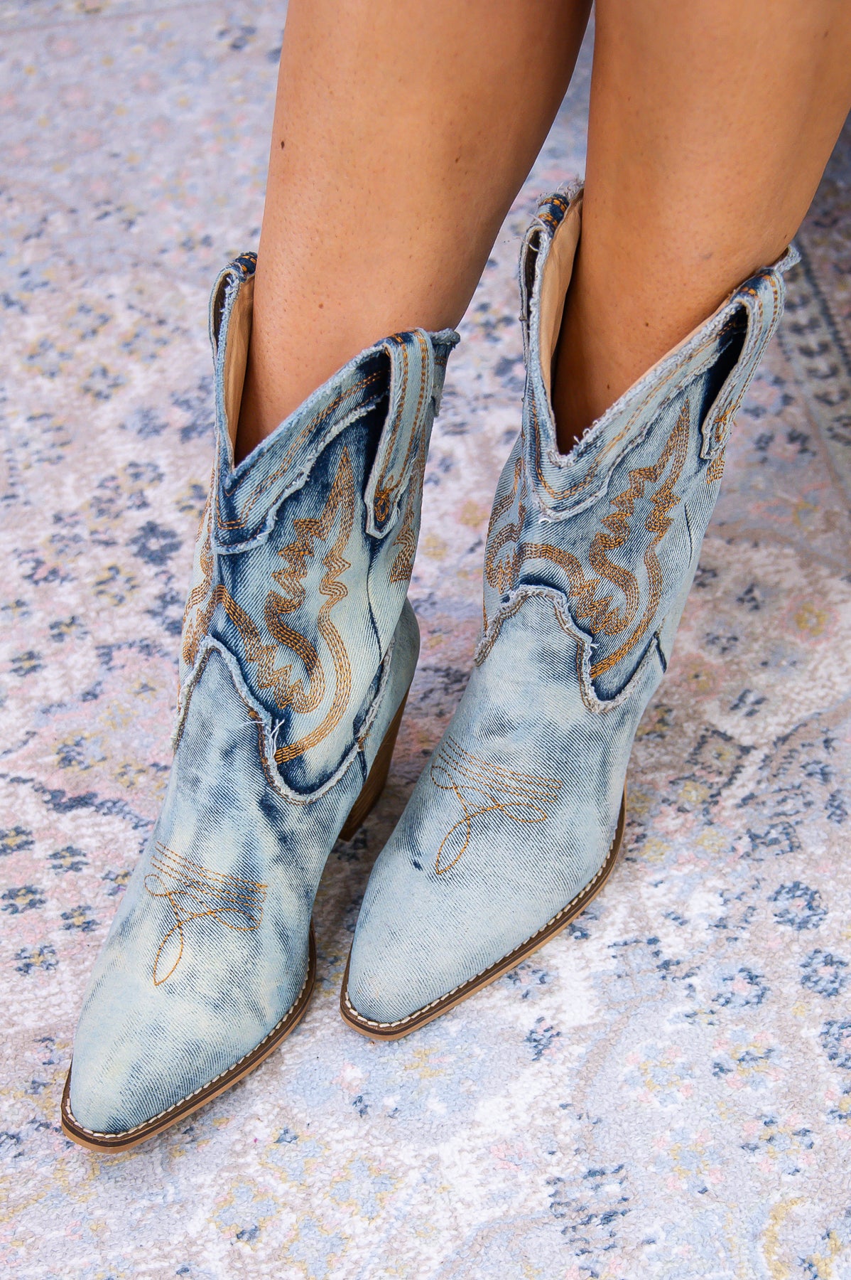 It's Not Easy Being A Cowgirl Light Denim Cowgirl Boots - SHO2628LDN