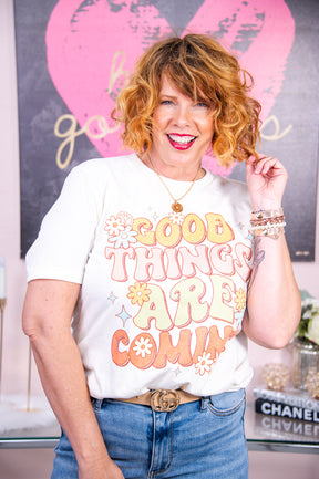 Good Things Are Coming Natural Graphic Tee - A2844NA