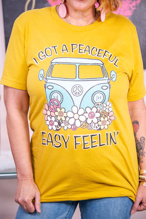 I Got A Peaceful Feelin' Mustard Graphic Tee - A2837MU
