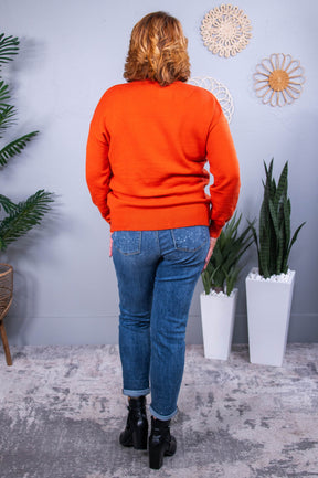 'Boo' Orange/White Knitted Sweater - T10467OR