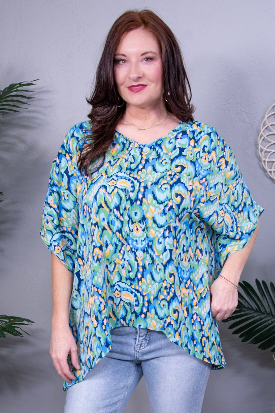 Made You Look Green Abstract Loose Fit Top
