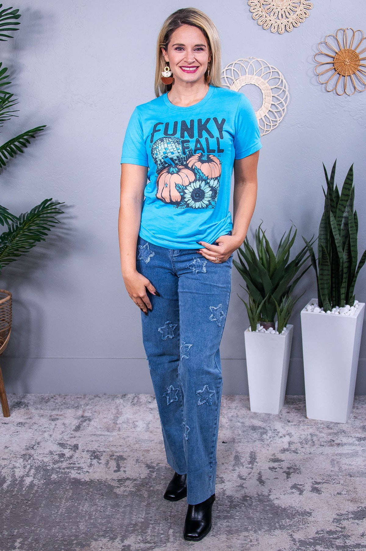 Funky Fall Heather Aqua Graphic Tee - A3631HAQ