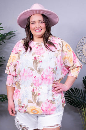 Chic Little Secrets Floral Three-Quarter Sleeve Top